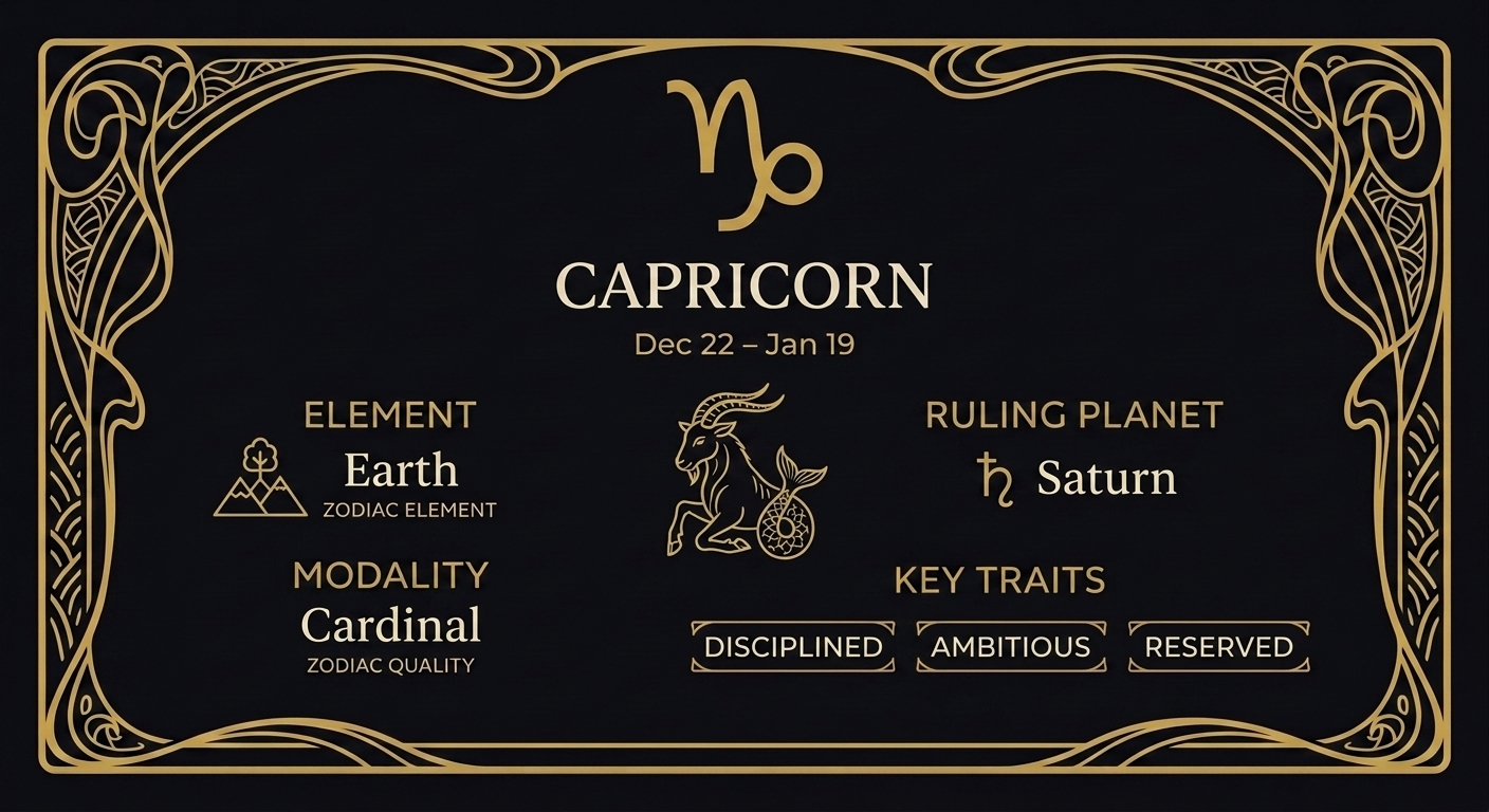 Capricorn: The Cardinal Earth That Builds Authority — quick facts