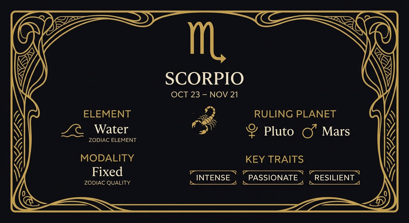 Scorpio: The Fixed Water That Transforms What It Touches — quick facts